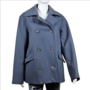 J. Crew 80% Wool Blend Slate Blue Gray Classic Double Breasted Pea Coat